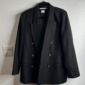 Stephanie Andrew's Black Double-Breasted wool Blazer with Gold Buttons size 16